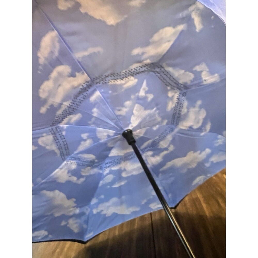 ShedRain UnbelievaBrella Reverse Opening Stick Umbrella blue clouds black